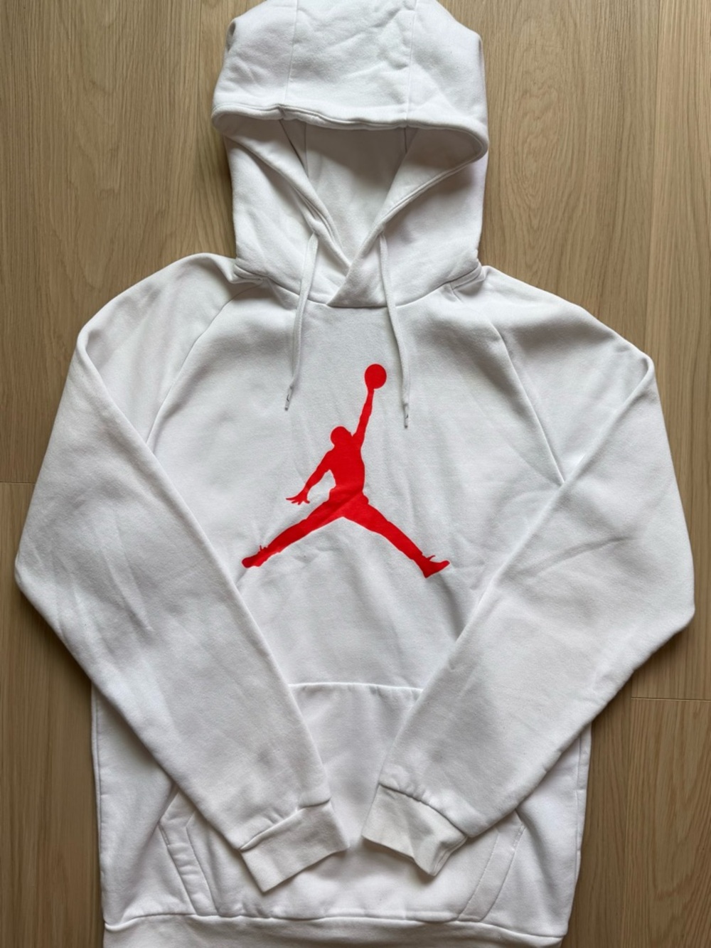 Jordan White Hoodie with Red Jumpman Neck Logo